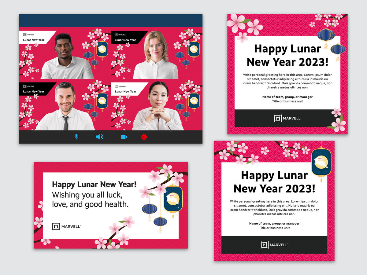 Lunar New Year Zoom Background and Social Media Graphics